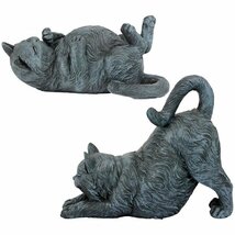 遊び心のある猫ネコの彫像 2匹セット 庭園の子猫達 ガーデン装飾 アクセント彫刻 芝生 玄関 新築祝い 贈り物 輸入品_画像2
