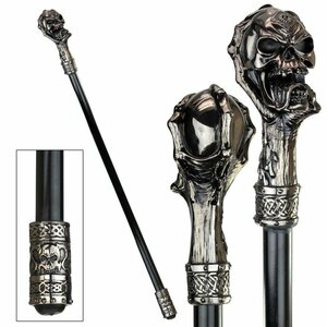 ドラゴンズソーン コレクション: デス グリップ スカル クローステッキ 杖 装飾的ホラー ウォーキングスティック 杖 輸入品