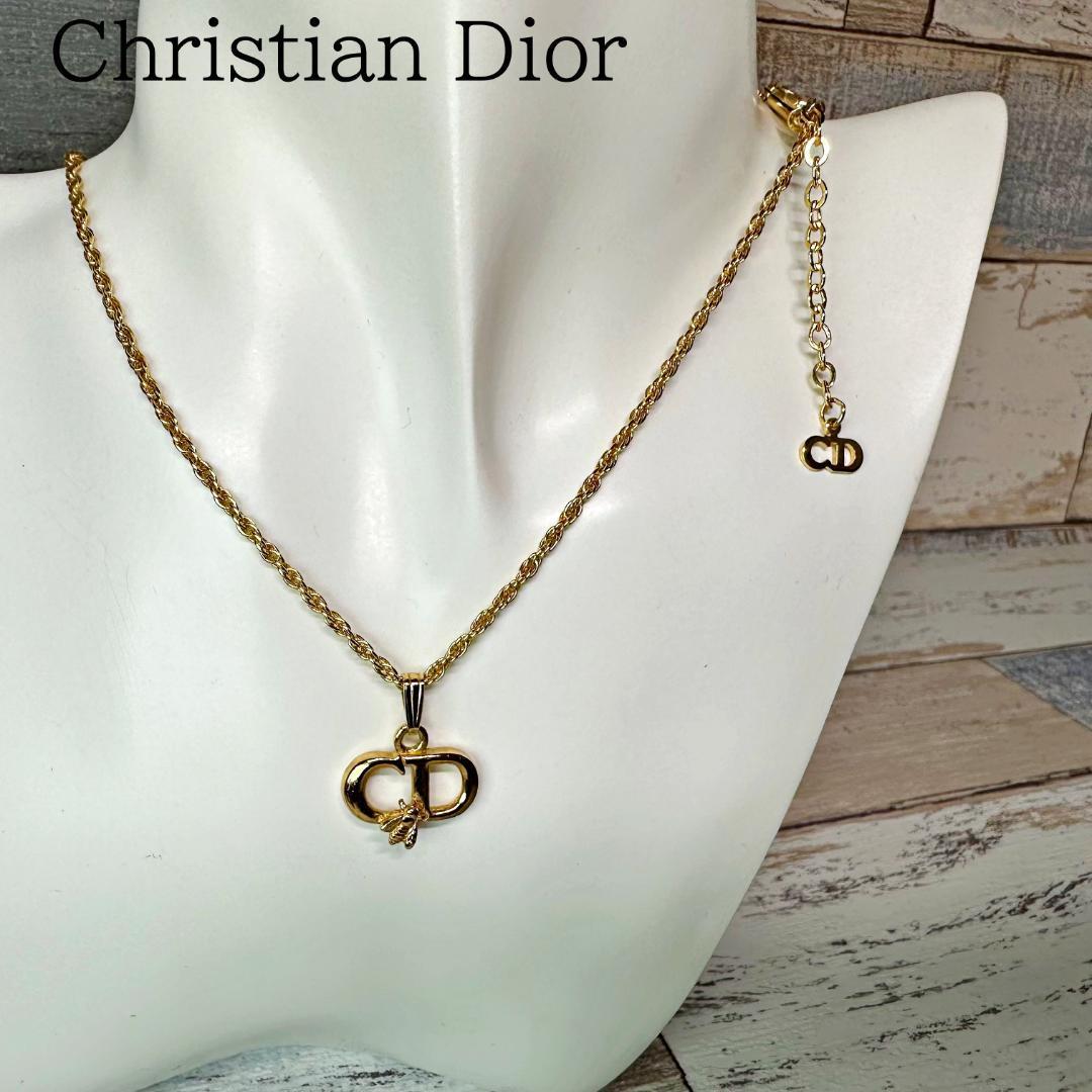 極美品】Christian Dior クリスチャンディオール ネックレス CDロゴ 雫