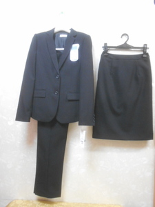 334　ビジネス 通勤 就活 転職 ブラック ジャケット スカート パンツ♪　ブラック　定価９６８０円