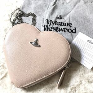 新品VivienneWestwood ハート型チェーンショルダーバッグ ヴィヴィアン サフィアーノレザー 金具シルバー ベージュ 3色あり♪