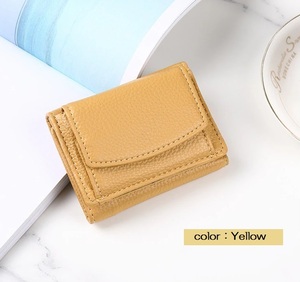 ■新品■puレザー■ミニ財布【Yellow】財布 小さい レディース メンズ ウォレット三つ折り レザー 小銭入れ