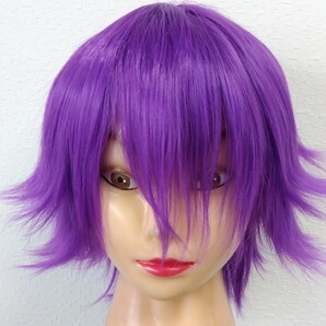 外ハネレイヤーショートのフルウィッグ☆ストレート☆イベントコスプレウィッグ☆ショートウィッグ☆紫☆パープルウィッグ