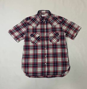 A-Clothing // 半袖 チェック柄 ウエスタンシャツ (赤×紺系×白系×グレー系) サイズ XL