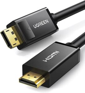 0822-1 店頭品 UGREEN DisplayPort HDMI 変換ケーブル 4K@30Hz/3mディスプレイポート-HDMI 変換 ビデオ オーディオ 双方向通信非対応