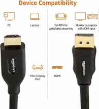 0823-3 アウトレット品 Amazonベーシック DisplayPort to HDMI A/Mケーブル 7.6m ハイスピード ブラック_画像6