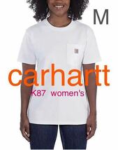 carhartt レディース ポケット Tシャツ K87 women's WHITE M カーハート pocket Tee_画像1