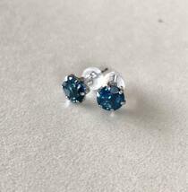  platinum earrings London blue topaz 6mm large grain pt900 free shipping unused 