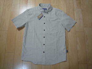 【新品】PATAGONIA（パタゴニア）M'S DAILY SHIRT（メンズ・デイリー・シャツ）半袖BDシャツ☆42245・SP22☆ベージュ・ストライプ柄☆S