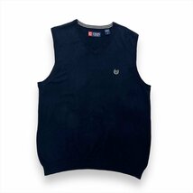 チャップス ラルフローレン ベスト ネイビー CHAPS Ralph Lauren 古着 メンズ M ニットベスト 刺繍ロゴ_画像1