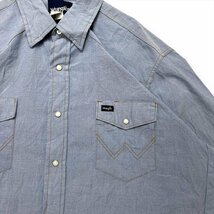 ラングラー シャツ 長袖 ブルー Wrangler 古着 メンズ FREE サイズ17 ウエスタン アメカジ_画像3