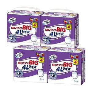 送料無料　リフレ 大きい人のはくパンツ スーパーBIG４L 12枚 × 4袋 おしっこ約4回分　病院施設用　介護　大人用紙おむつ