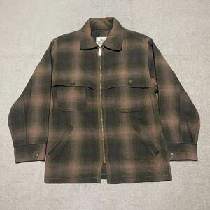 60s Woolrich ウールリッチ オンブレ シャドー チェック マッキーノ マッキノー ウール シャツ ジャケット M ビンテージ オールド 70s