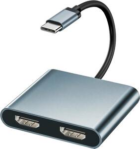 USB C HDMI 変換アダプタ 【4Kx2K映像出力+ Thunderbolt3対応】 2-IN-1 USB C to HDMI ディスプレイポート HDMI 変換 Type-C デュアル