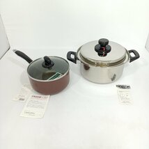 深型両手鍋22cm 4.2L 三層鍋エクストラ 片手鍋１８cm 2.0L マリノロッタビラベルデⅡ 2点 まとめ 鍋 電磁調機器 調理器具 【道楽札幌】_画像1