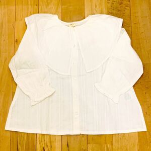 [ new goods unused ]RIO rio 120cm blouse white big color long sleeve frill stripe piling put on put on turning lovely stylish 