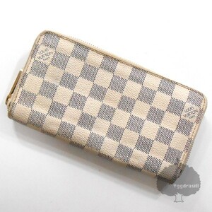 YGG■本物 LOUIS VUITTON ルイヴィトン ジッピー ウォレット ダミエ アズール 白 長財布 ラウンド ホワイト