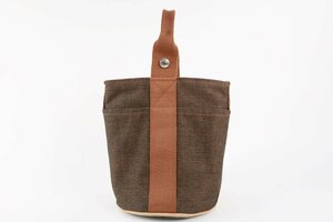 【美品】HERMES エルメス サクソーPM キャンバス ハンドバッグ ブラウン系 ブランド鞄【OU1】