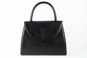 【超美品】YVES SAINT LAURENT YSL イヴサンローラン ケリー型 ハンドバッグ レディース ブラック レザー【OV89】