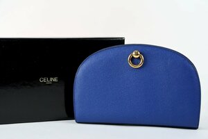 【超美品】CELINE セリーヌ バッグ ポーチ 小物入れ レザー ブルー系【OS80】