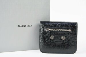 【超美品】BALENCIAGA バレンシアガ ミニウォレット コンパクト財布 ブランド小物 ブラック【OT56】