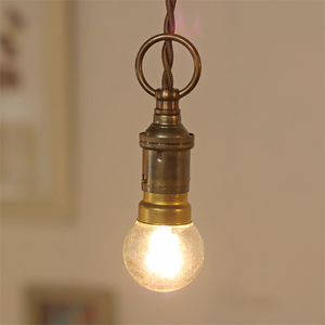 F* 1920年代 フランス アンティーク リング 真鍮 飴色 ソケット ランプ/吊り下げ 英国 北欧 照明 イギリス カフェ アトリエ ライト