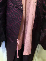 即決 未着用品 アンティーク 和服 羽織 はおり えんじ 裏地は桃色 ピンク 着物 はおり KIMONO KAORI WAHUKU JAPANESE FASHION 模様_画像4