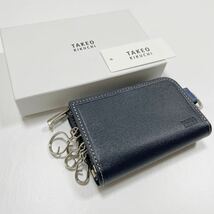 新品箱付 タケオキクチ キーケース 小銭入れ 定期入れ 紺 定価税込12,100円 726601_画像1