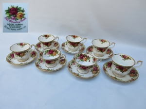 廃盤品 Royal Albert [カップ&ソーサー 2種]ロイヤルアルバート[オールドカントリーローズ ]■コーヒー5客 紅茶2客 :1962年 英国 №8975■