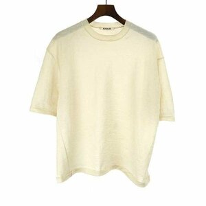 AURALEE オーラリー 20SS FERRERA MOHAIR HIGH GAUZE KNIT TEE ハイゲージモヘアTシャツ アイボリー系 サイズ:4 メンズ IT5KS16K40WK