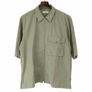 unfil アンフィル COTTON WEATHER FULL ZIP HALF SLEEVE SHIRT ジップシャツ カーキ サイズ:4 メンズ ITRU62HV4NAO