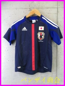 【送料300円可】7201m43◆サイン入◆キッズ 140cm◆adidas アディダス 日本代表 サッカーユニフォーム/なでしこジャパン/ワールドカップ