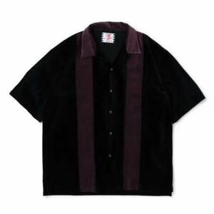 新品 SON OF THE CHEESE 23SS VELOUR STRIPE SHIRT ベロア ストライプ アロハ シャツ SC2310-CT05 サノバチーズ L ブラック