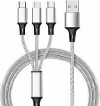 【送料無料】充電ケーブル 3in1 USBケーブル Lightning Micro USB Type-C 同時給電可能 1.2m ライトニング タイプC（新品・未使用）_画像1