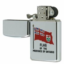 絶版/ヴィンテージ Zippo ジッポー 中古 1992年製造カナダ製造 州の紋章シリーズ FLAG ONTARIO オンタリオ州 鏡面 スリム [N]未使用・新品_画像3