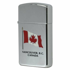 絶版/ヴィンテージ Zippo ジッポー 中古 1995年製造カナダ製造 VANCOUVER B.C. CANADA 鏡面 スリム [N]未使用・新品