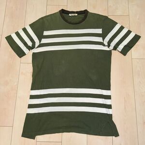 マルニ　イタリア製　ボーダーオーバーサイズ半袖Tシャツ　MARNI カーキ　 ボーダーTシャツ　ビッグシルエット