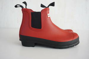 HUNTER/ Hunter *UK6 US8 EU39* boots / rain shoes * short * red / red * side-gore *