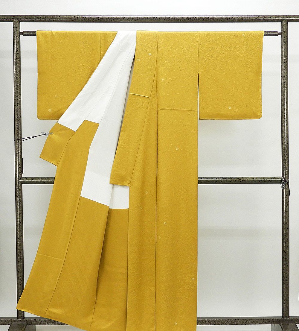 色無地未着用美品正絹加賀友禅柿本市郎身丈157.5cm 裄丈63.5cm 色無地