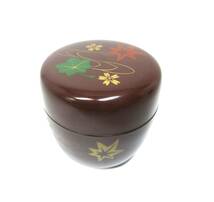 棗　朱（古代朱）　紅葉　金彩　№0819C　茶器　茶道具　★岡山発送★（広島発送品同梱不可）_画像1