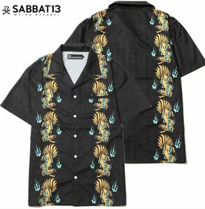 ◆極美品◆ SABBAT13 13 TALED FOX ALOHA SHIRTS(BLACK)サバトサーティーン半袖シャツ SABBAT13半袖シャツ　サイズXL ￥14,080(税込)