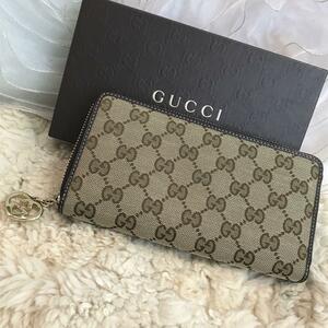 ★美品★GUCCI GGキャンバス　ラブリー　ラウンドファスナー長財布