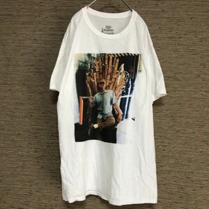 ヘインズ　半袖Tシャツ　白T　ビール　おじさん　写真　サングラス　アート44古着　入手困難　激レア　希少 人気　おっさん　俳優