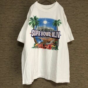 リーボック　半袖Tシャツ　白　スーパーボウル　アメフト　花柄　ヤシの木44古着　入手困難　激レア　希少 人気　アメリカンフットボール