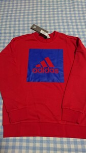 ♪160☆未使用・保管品☆adidas☆ボックスロゴ　トレーナー　赤160①