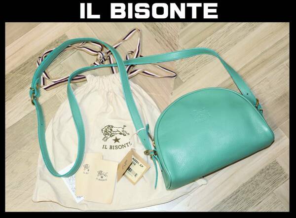 特価即決【未使用】 IL BISONTE ★ エメラルドグリーン ショルダーバッグ ★ イルビゾンテ ルック 正規品 半月 定価3万3000円 イタリア製