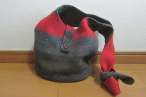 BOOTLEGBOOTH ブートレグブース かばん ショルダーバッグ 毛100％ 日本製 赤×グレー×黒 O2308A