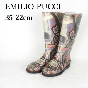 EB3174*EMILIO PUCCI*エミリオプッチ*レディースレインブーツ*35-22cm*グレー、パープル