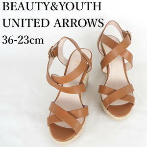 LK9434**美品*BEAUTY&YOUTH UNITED ARROWS*レディースサンダル*36-23cm*キャメル