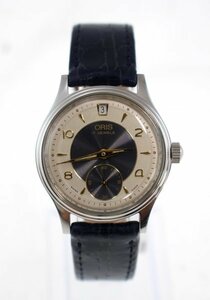 * rare ultimate beautiful goods ORIS / Oris gyo-she7459-40 hand winding Vintage small second leather navy series lady's 140188